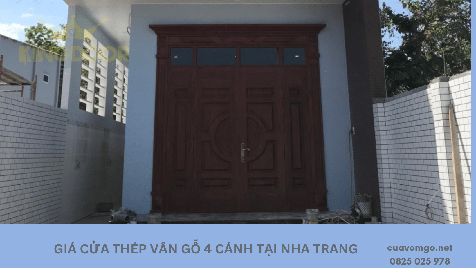 cửa thép vân gỗ 4 cánh Nha Trang